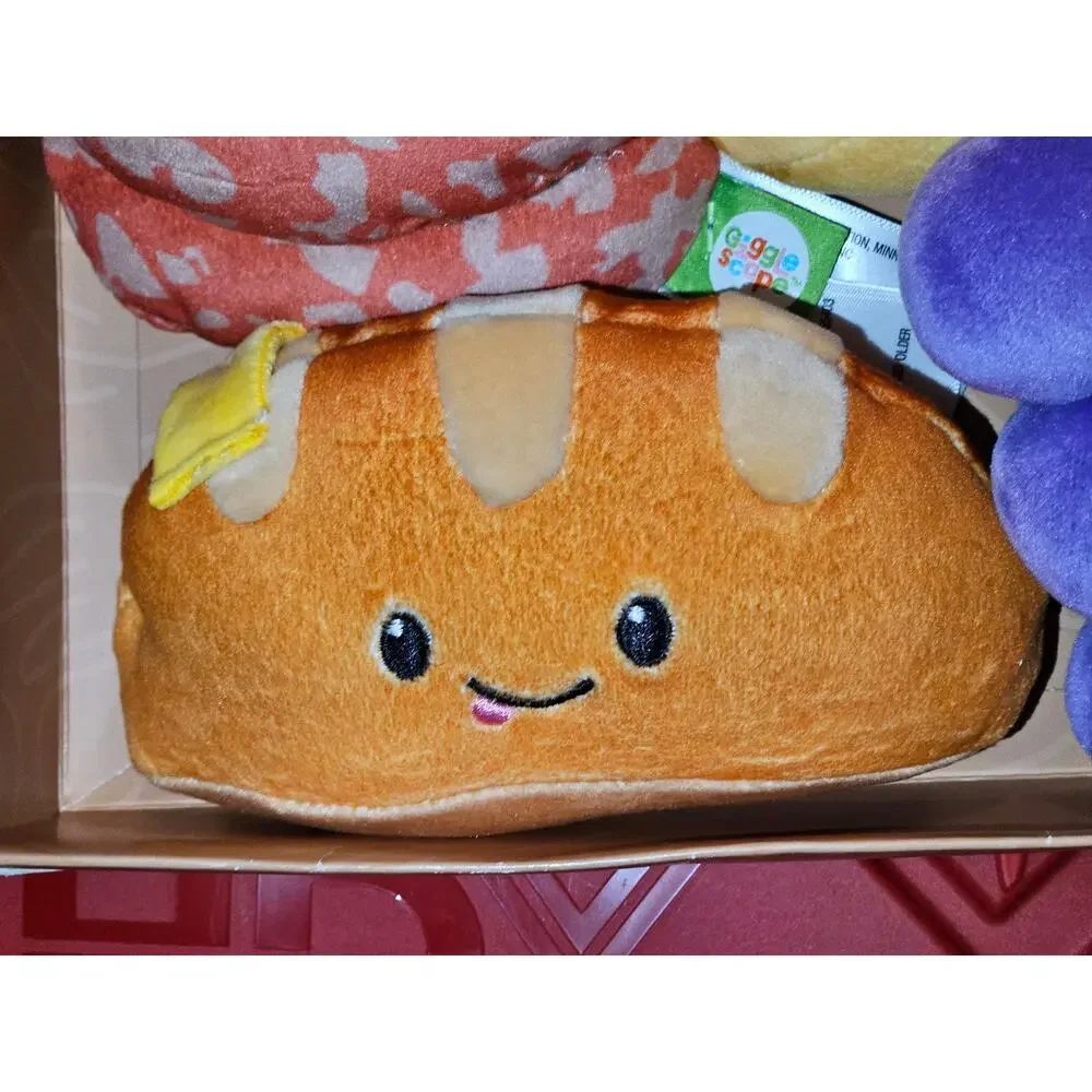 GiggleScape 4pc Plush Charcuterie Box Set Swiss Cheese, Salami, Grapes, & Bread